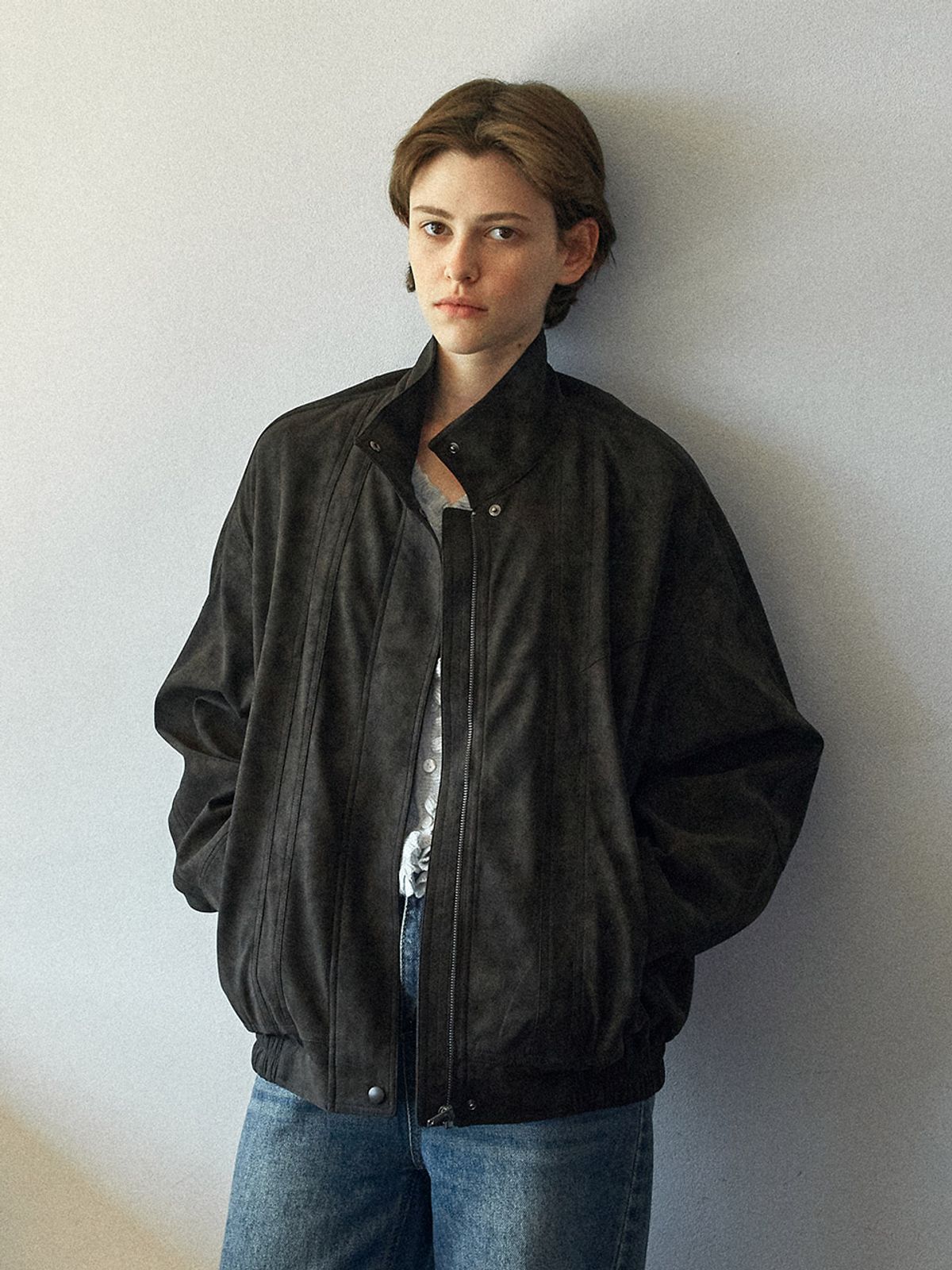 헌치(HUNCH) Artificial Suede Leather Jumper