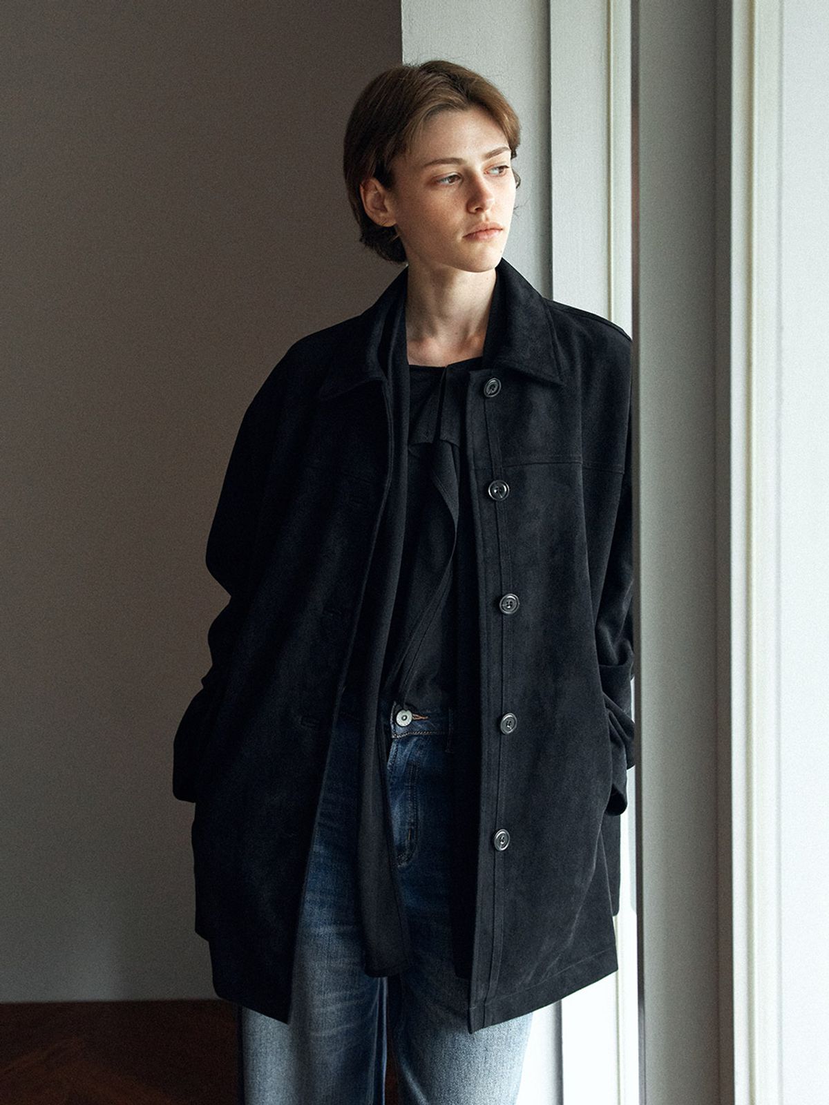 헌치(HUNCH) Suede Relaxed Half Jacket