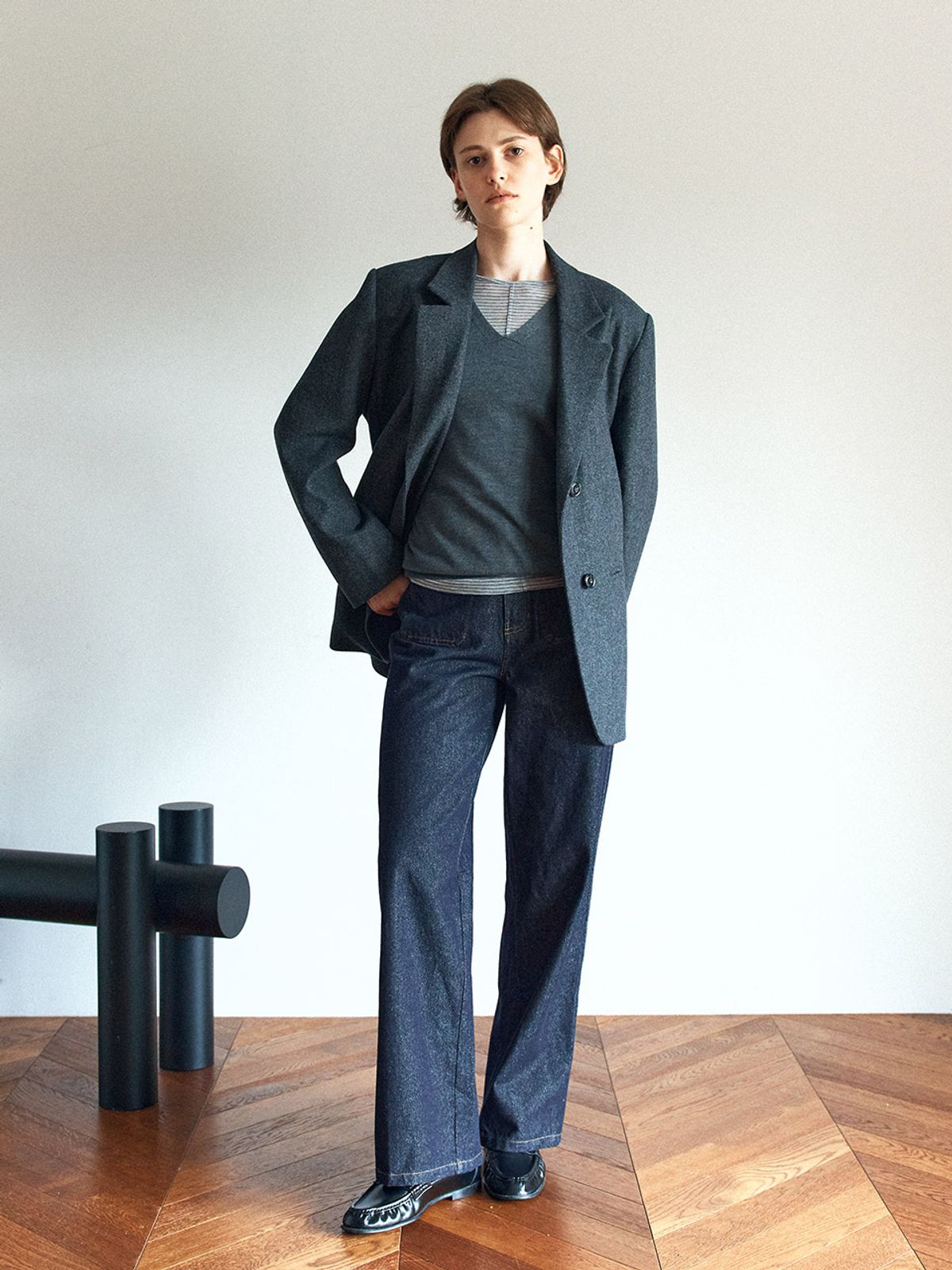 헌치(HUNCH) Oversized Herringbone Wool Jacket
