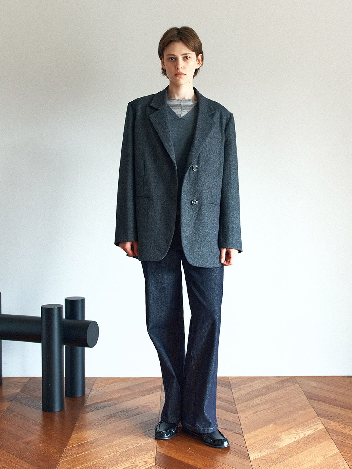 헌치(HUNCH) Oversized Herringbone Wool Jacket