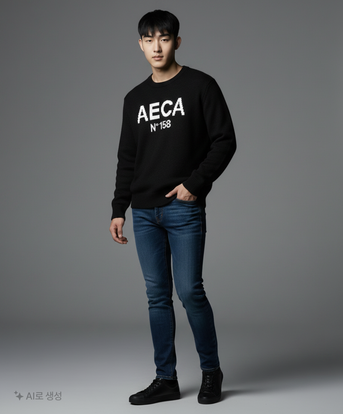 에이카화이트(AECA) AECA BIG LOGO WOOL KNIT-M/BROWN M