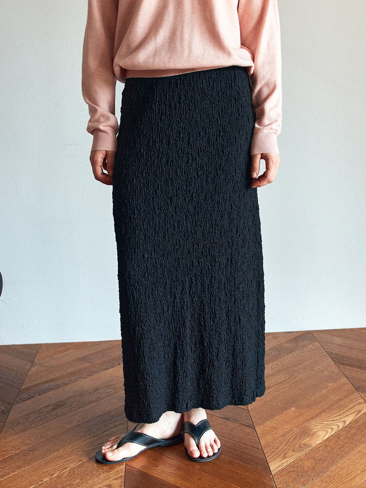 헌치(HUNCH) Crinkle Banding Maxi Skirt