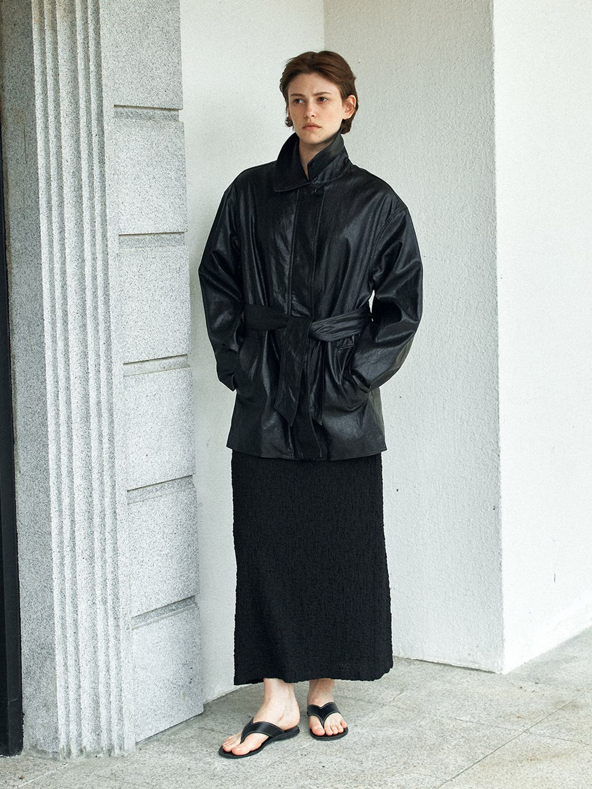 헌치(HUNCH) Crinkle Banding Maxi Skirt