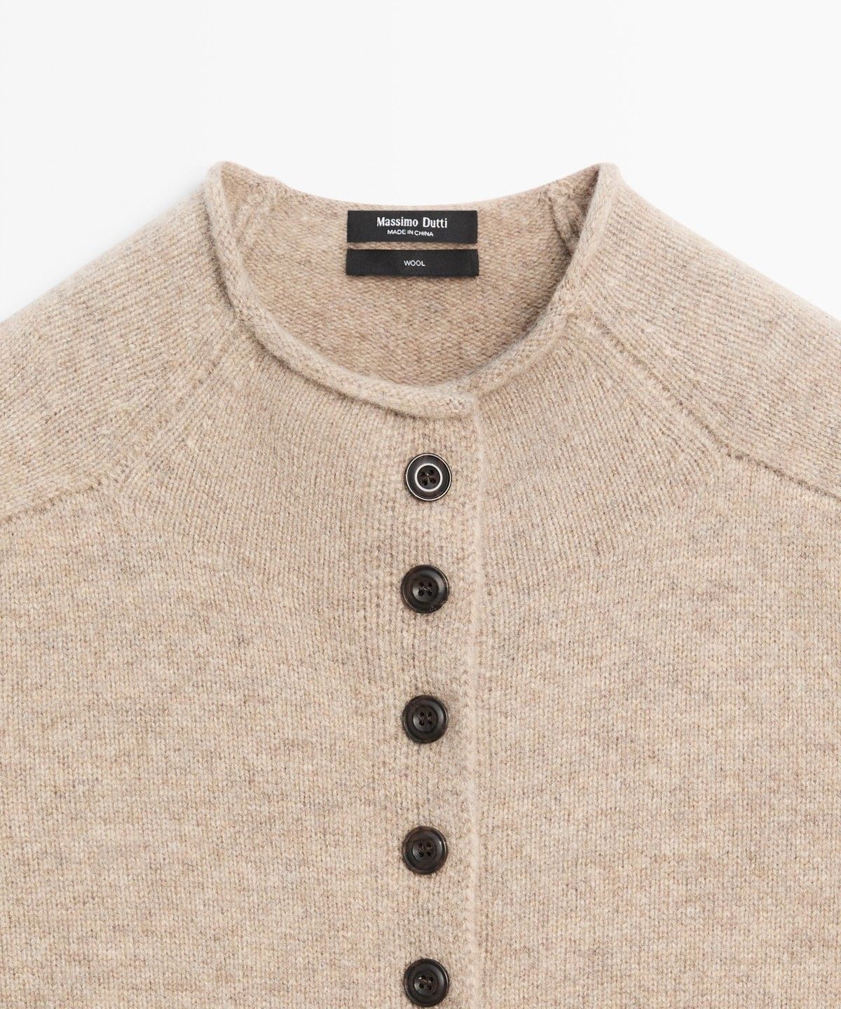 마시모두띠(MASSIMO DUTTI) 100% 울 퍼널넥 니트 가디건