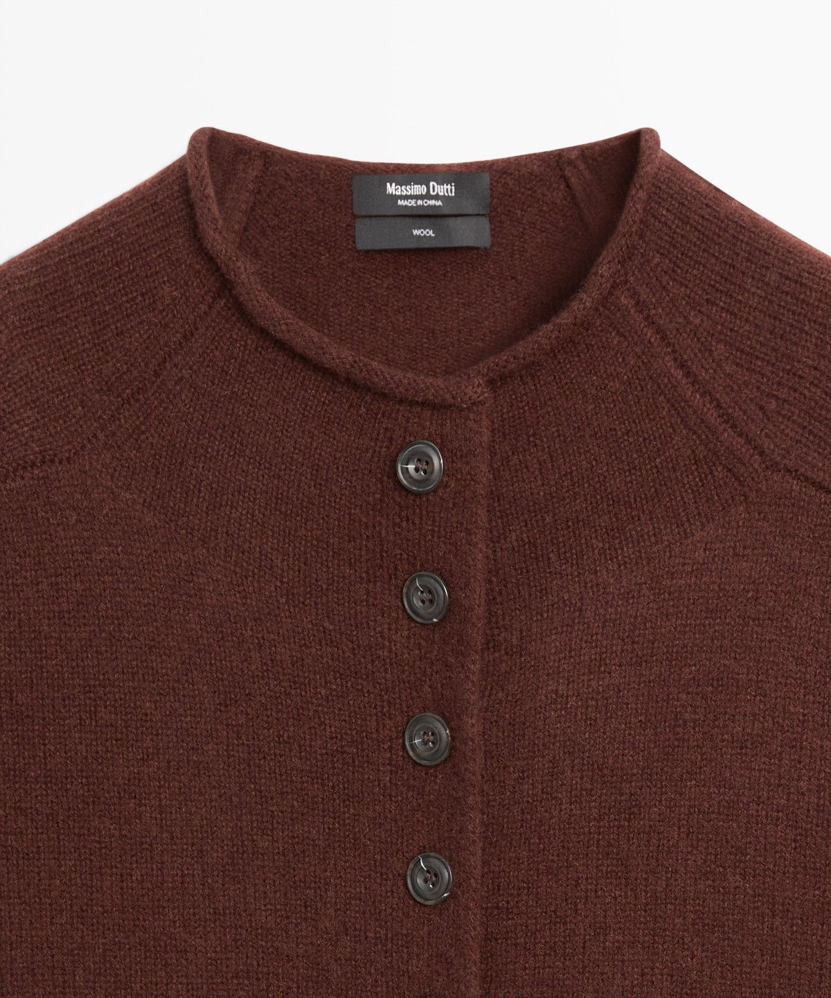 마시모두띠(MASSIMO DUTTI) 100% 울 퍼널넥 니트 가디건