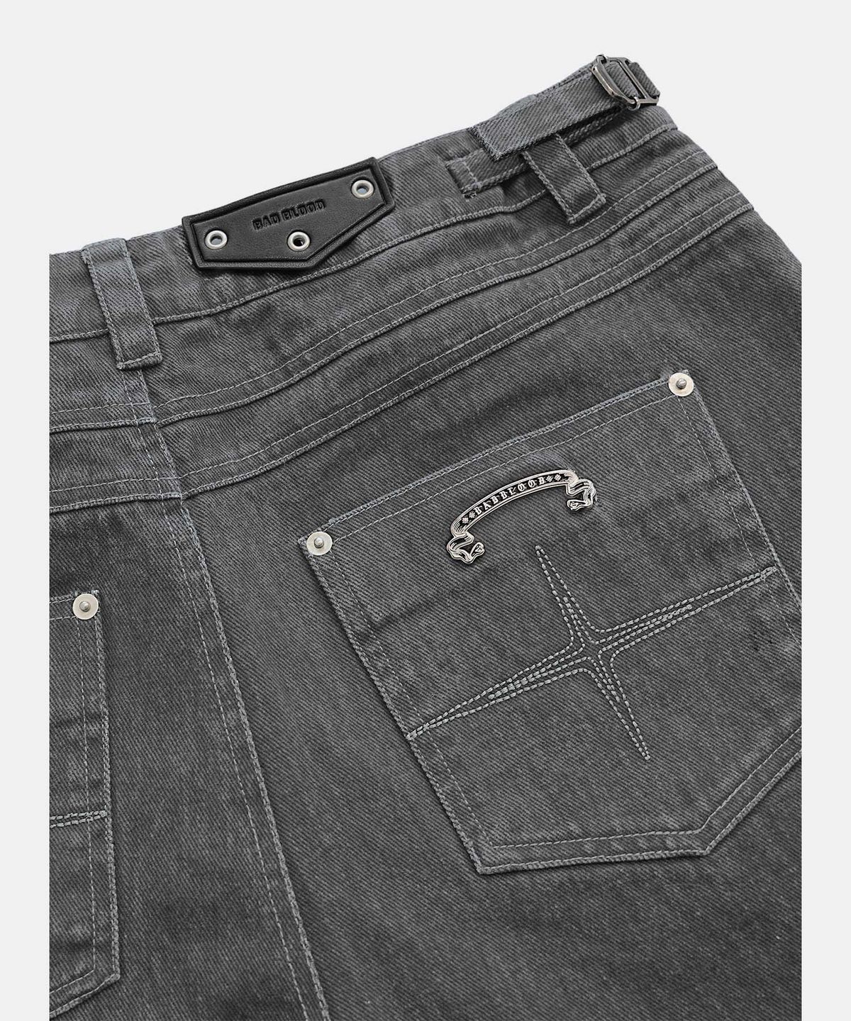 배드블러드(BADBLOOD) Viper 401 Curved Color Jeans - Gray