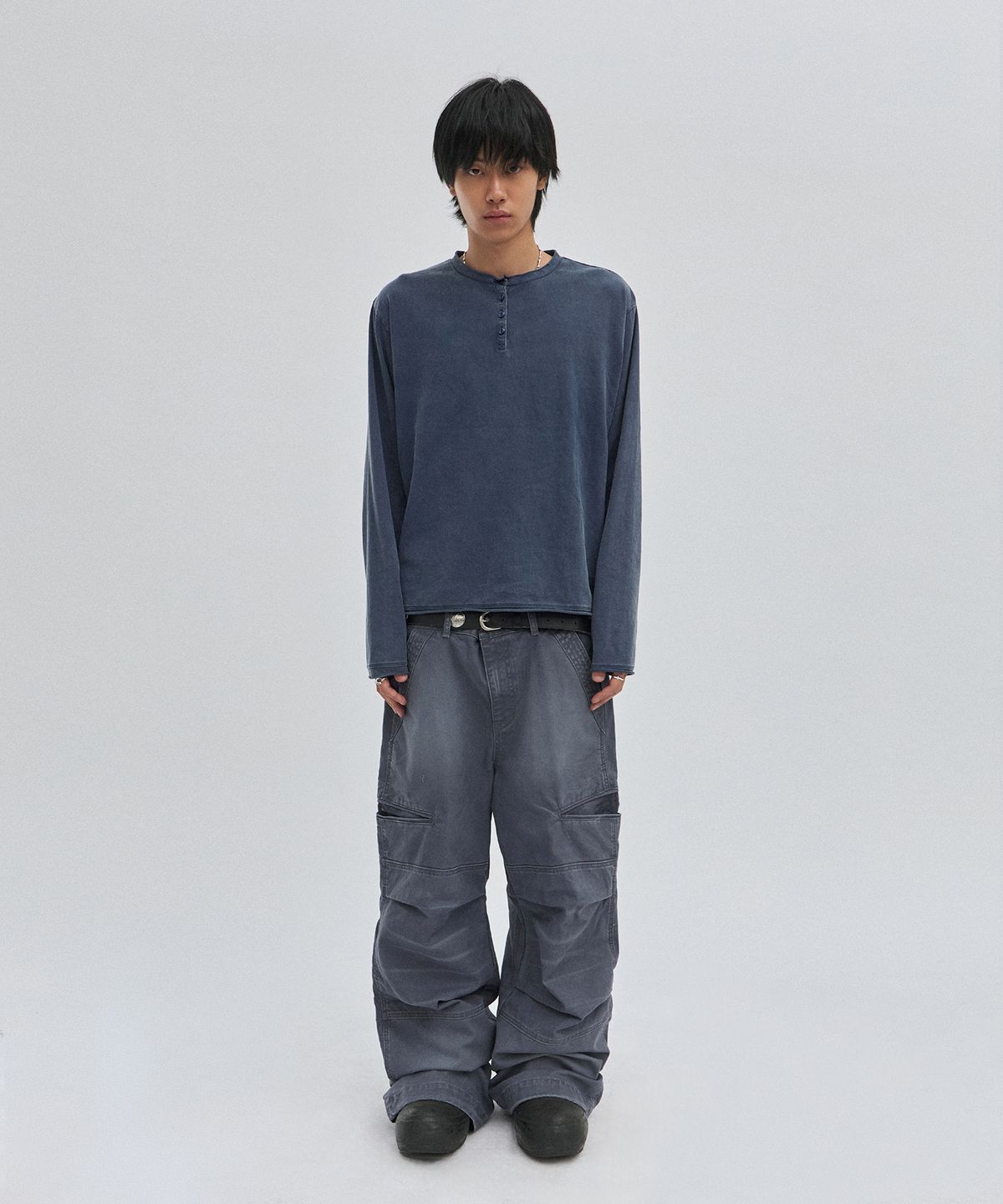 스웨이드(SUADE) WASHED HENLEY NECK [WASHING NAVY]
