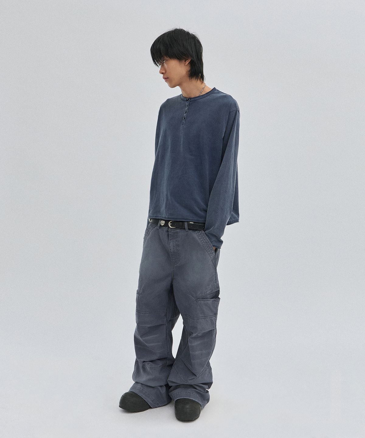 스웨이드(SUADE) WASHED HENLEY NECK [WASHING NAVY]