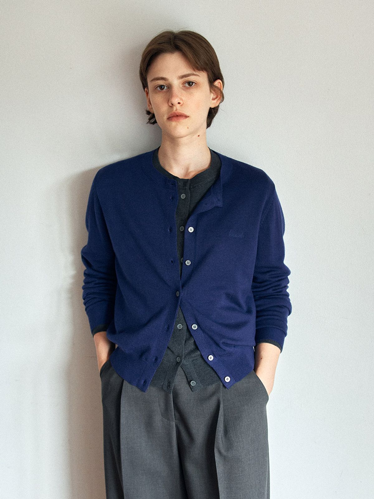 헌치(HUNCH) Basic Round-Neck Cardigan (4color)