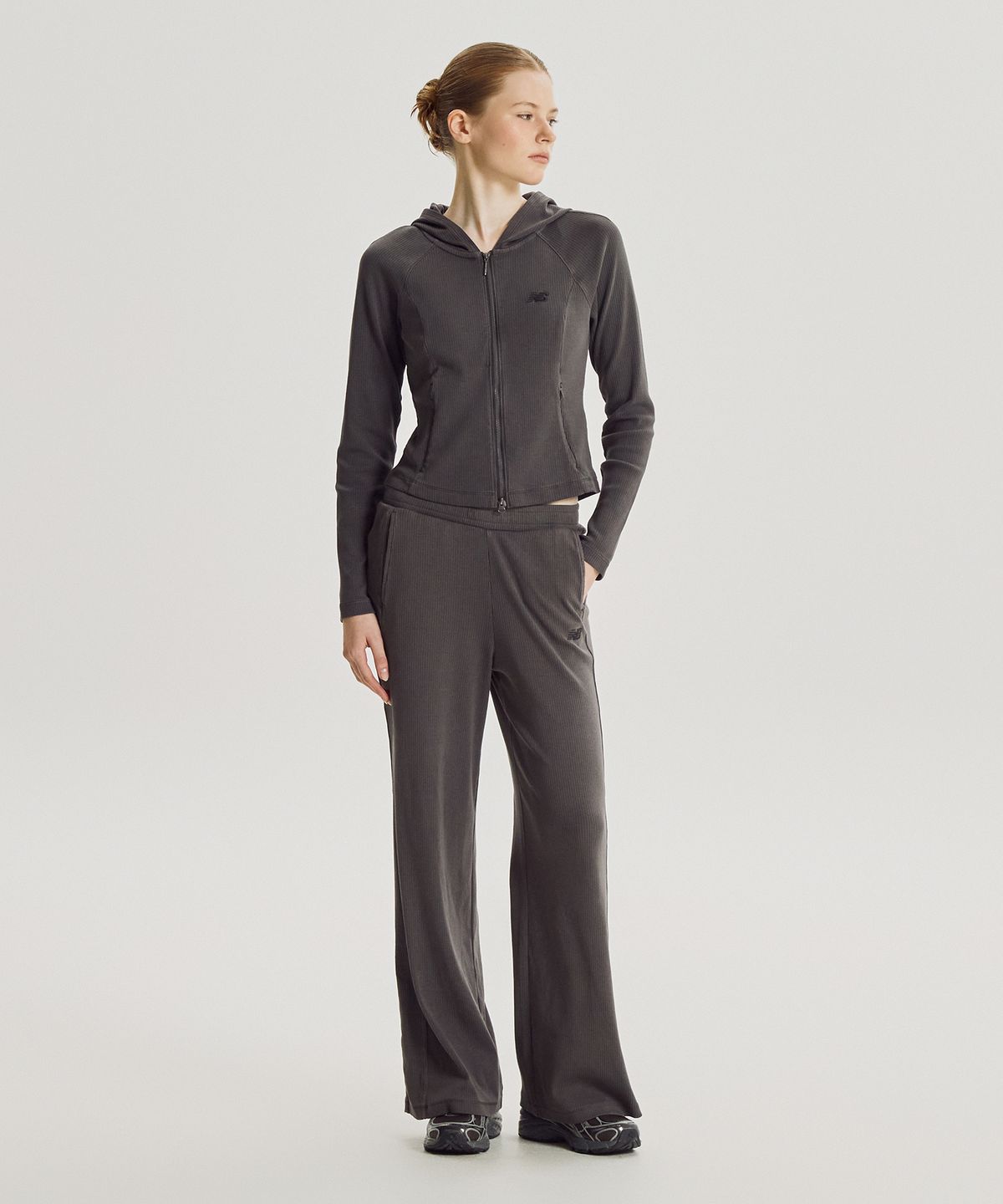 뉴발란스(NEW BALANCE) NBMDG4W922 / WOMEN 소프트프레쉬골지 후드 투웨이 집업 (D/CHARCOAL)