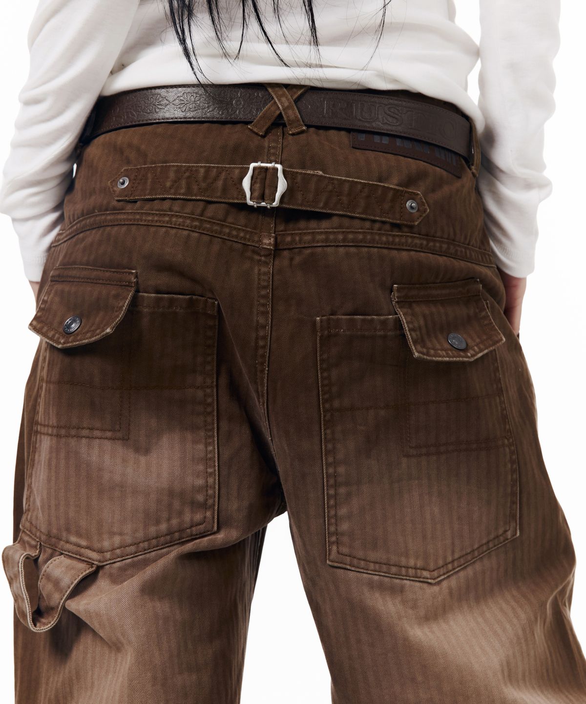 아캄(AAKAM) Western Carved Leather Belt (Brown)