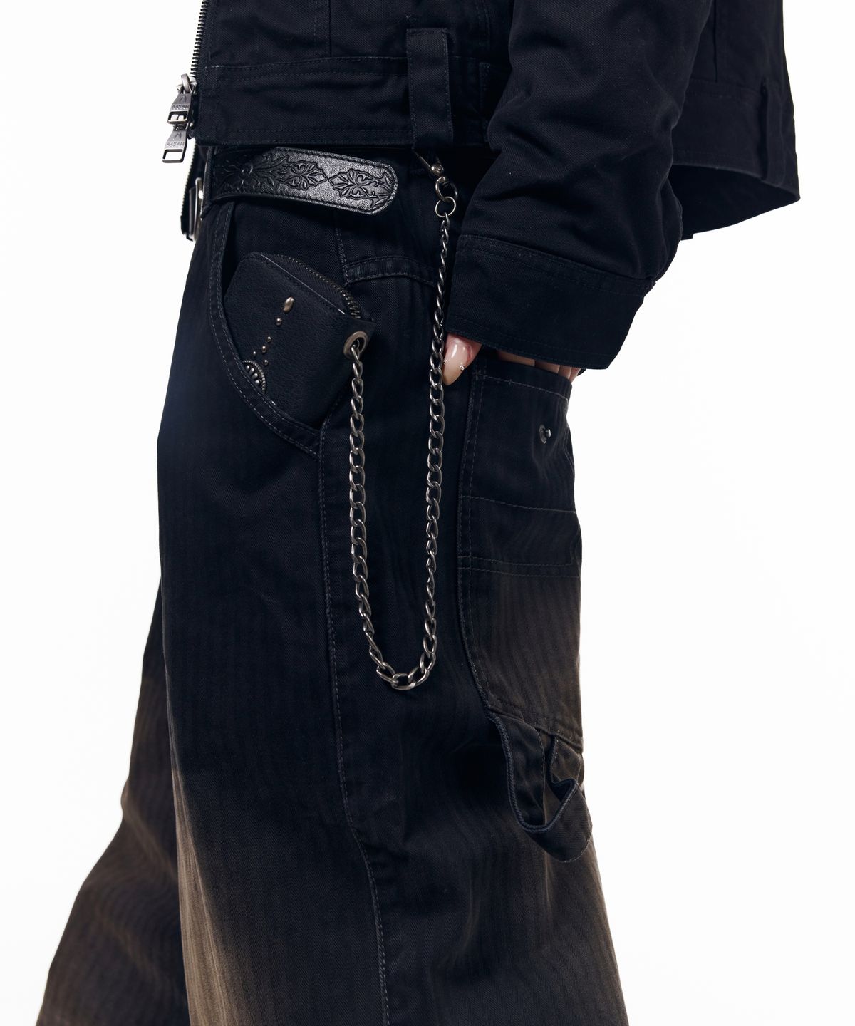 아캄(AAKAM) Western Studded Leather Wallet (Black)