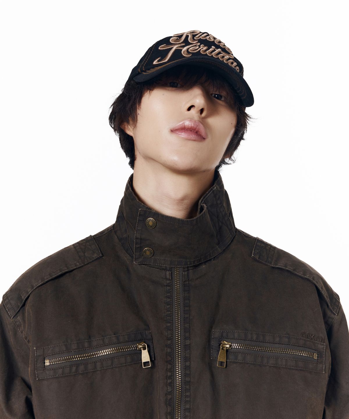 아캄(AAKAM) Rustic Stud Ball Cap (Black)