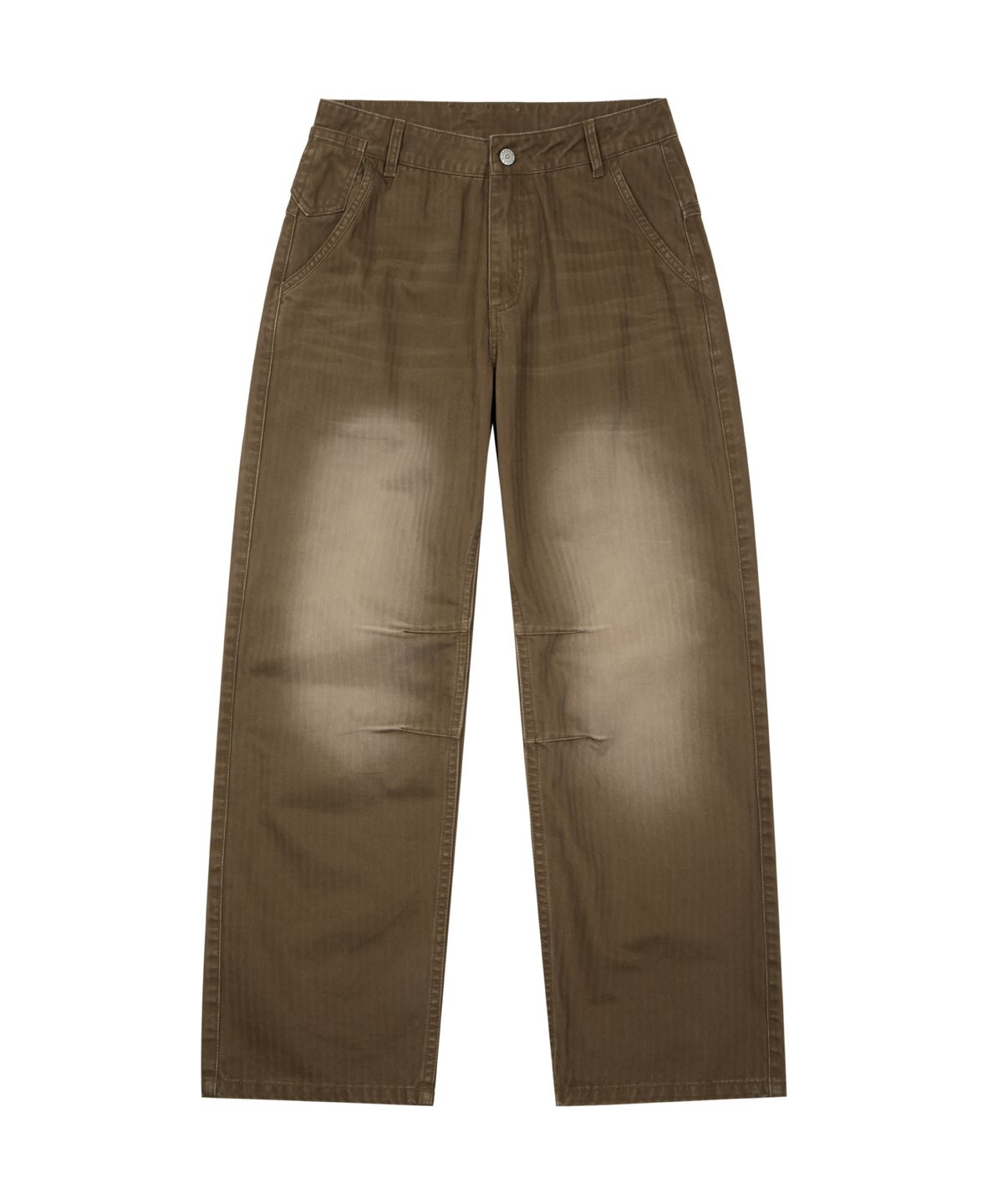 아캄(AAKAM) Utility Washed Herringbone Pants (Brown)