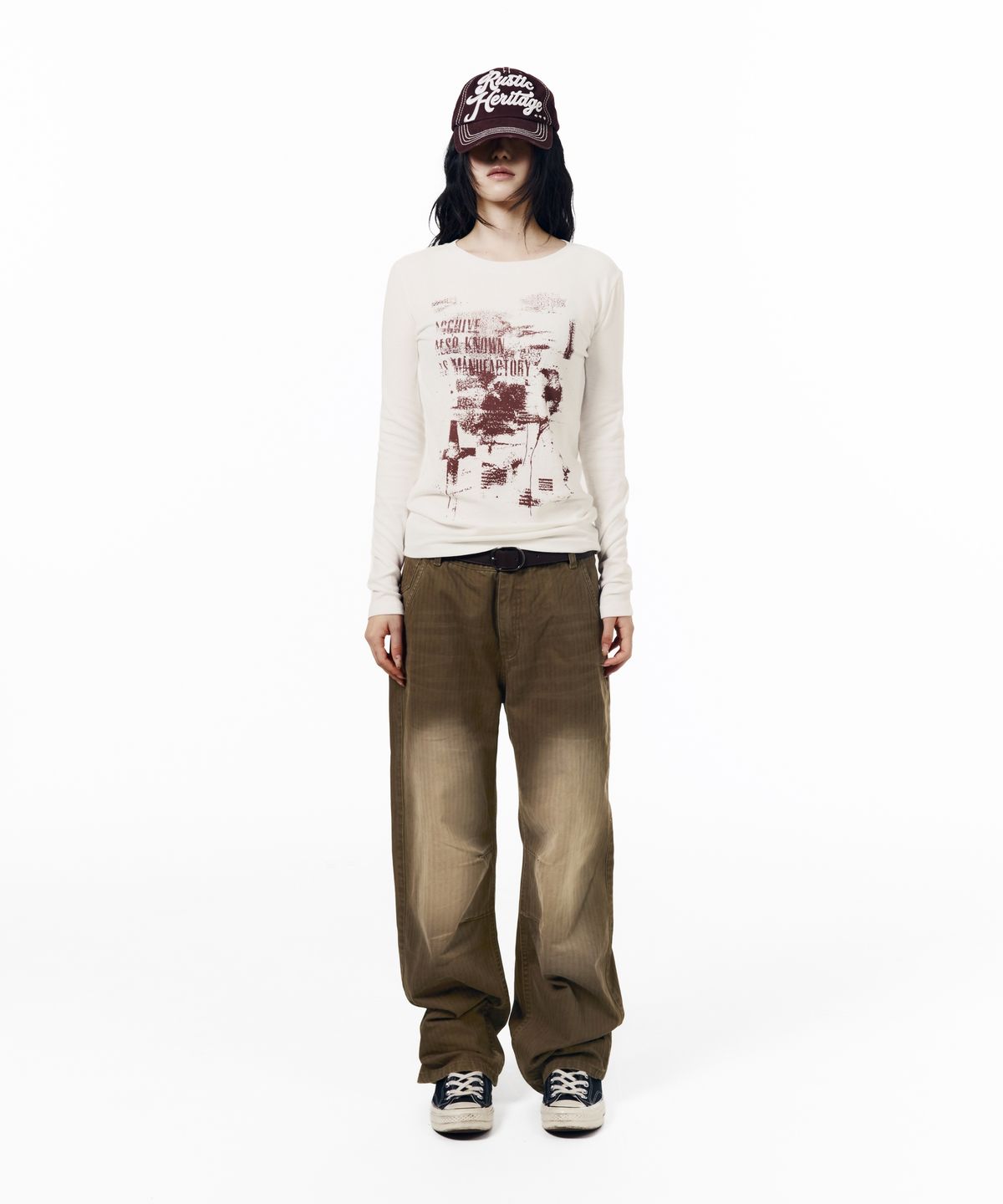 아캄(AAKAM) Utility Washed Herringbone Pants (Brown)