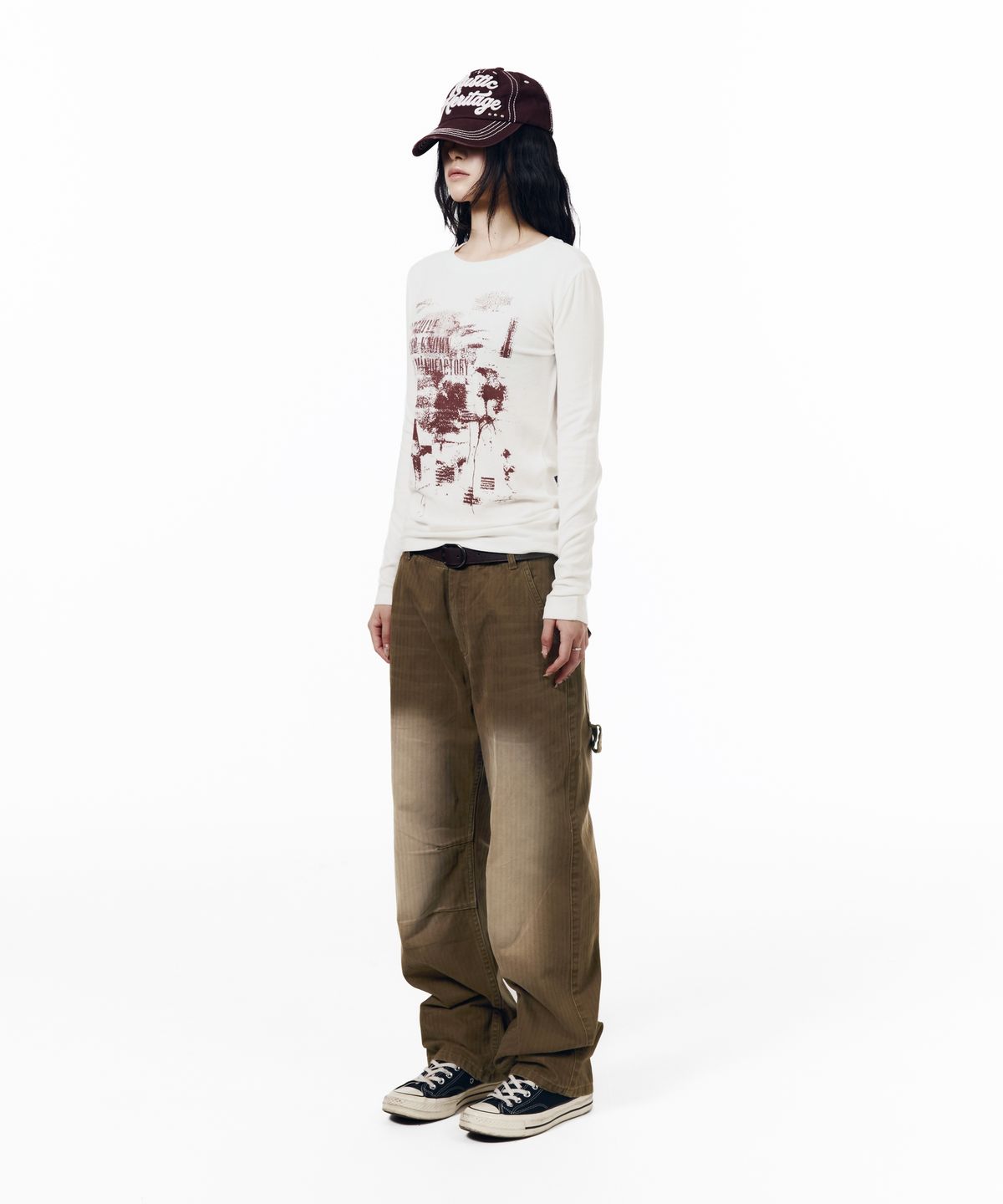아캄(AAKAM) Utility Washed Herringbone Pants (Brown)