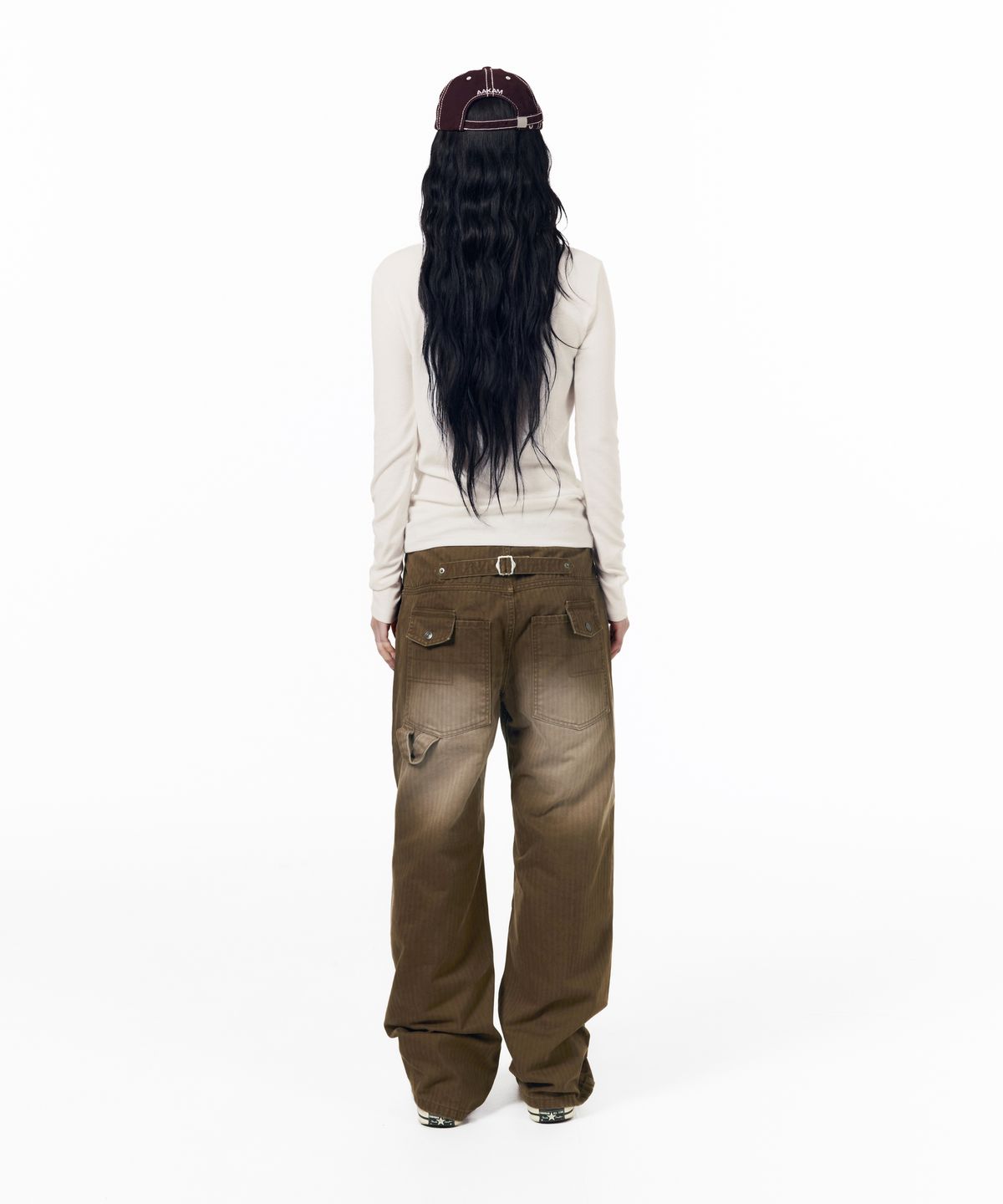 아캄(AAKAM) Utility Washed Herringbone Pants (Brown)