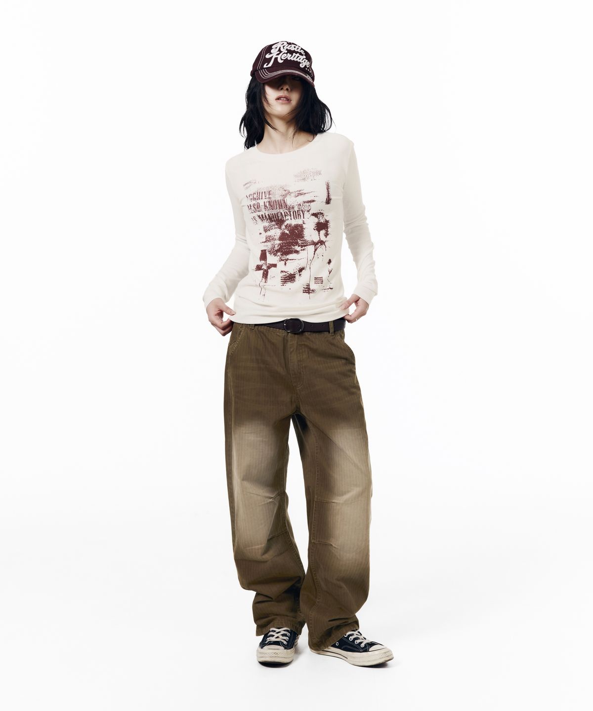 아캄(AAKAM) Utility Washed Herringbone Pants (Brown)
