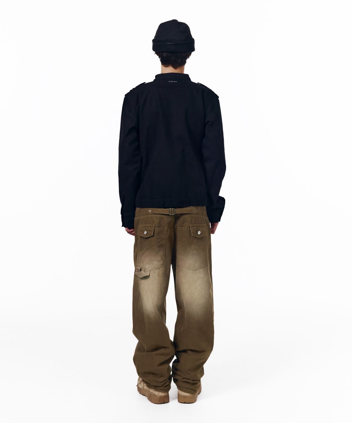 아캄(AAKAM) Utility Washed Herringbone Pants (Brown)