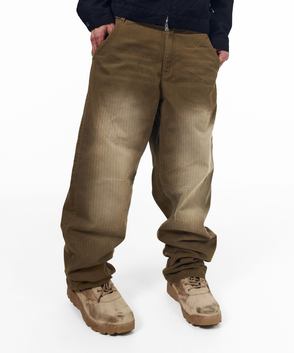 아캄(AAKAM) Utility Washed Herringbone Pants (Brown)