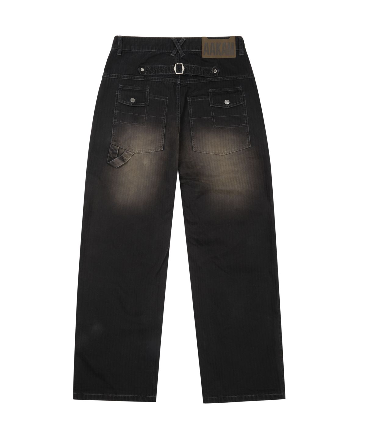 아캄(AAKAM) Utility Washed Herringbone Pants (Black)