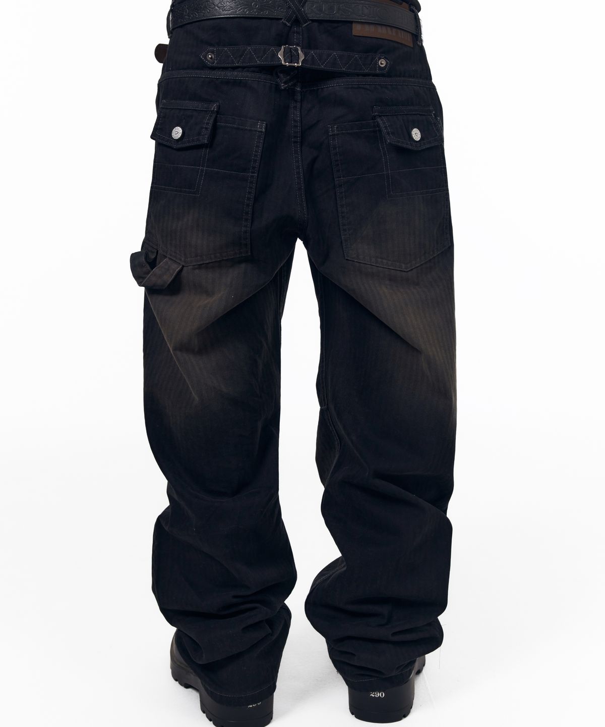 아캄(AAKAM) Utility Washed Herringbone Pants (Black)