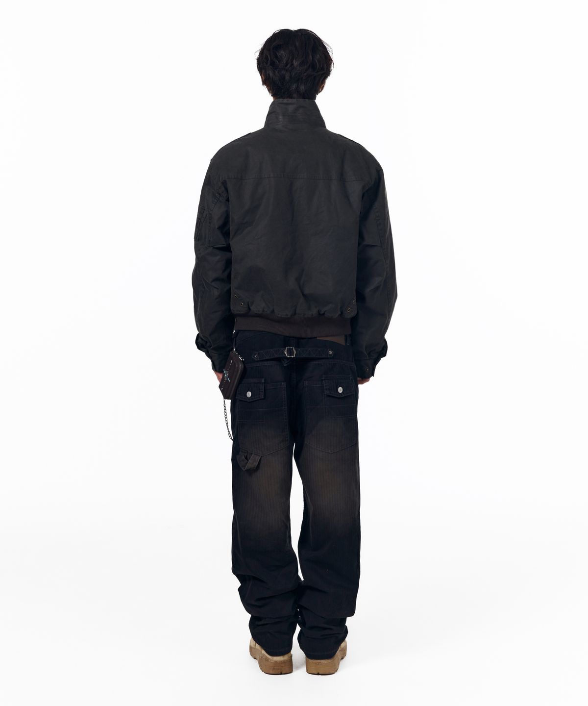 아캄(AAKAM) Utility Washed Herringbone Pants (Black)