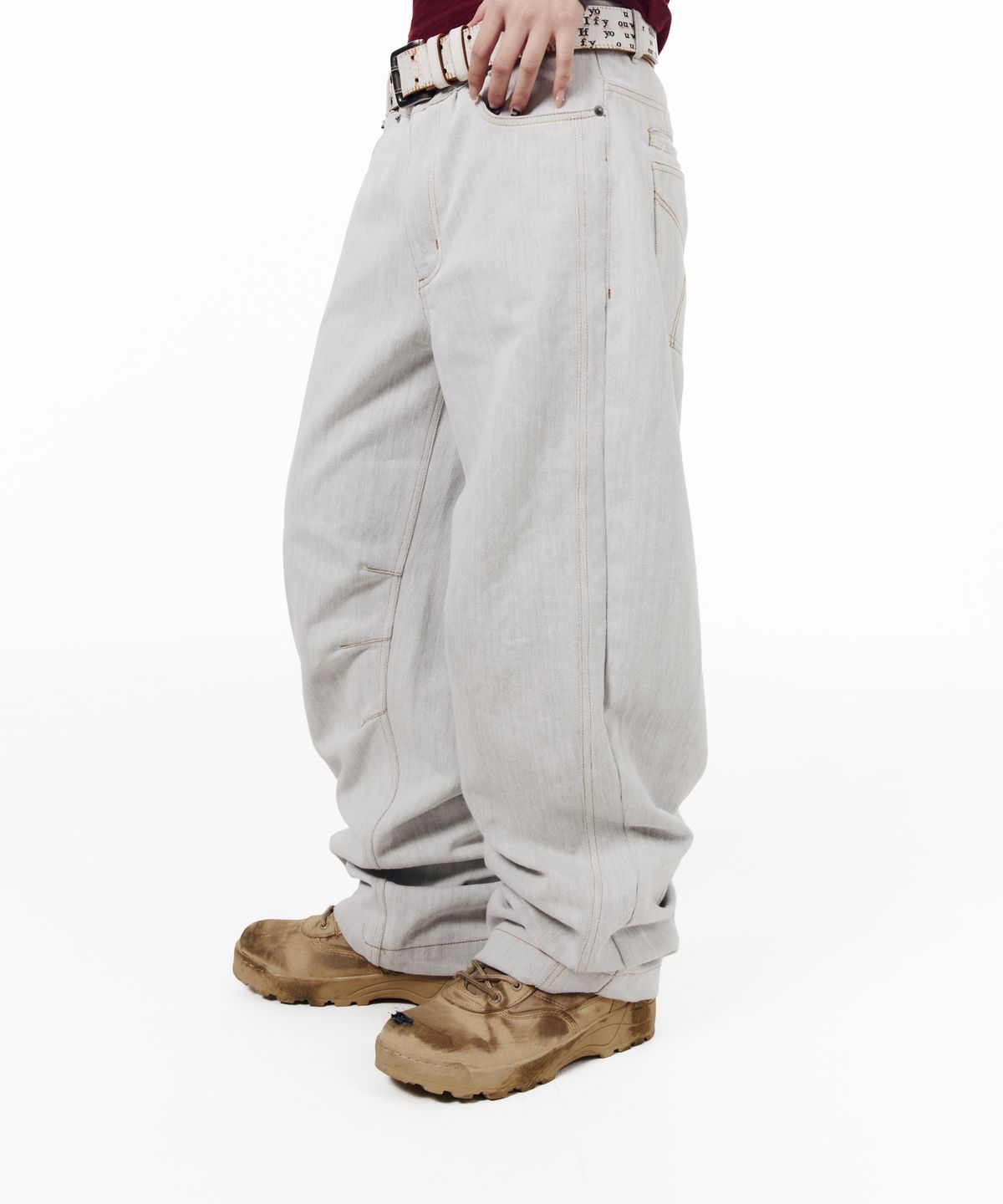 아캄(AAKAM) KPT Semi Wide Denim Pants (White)