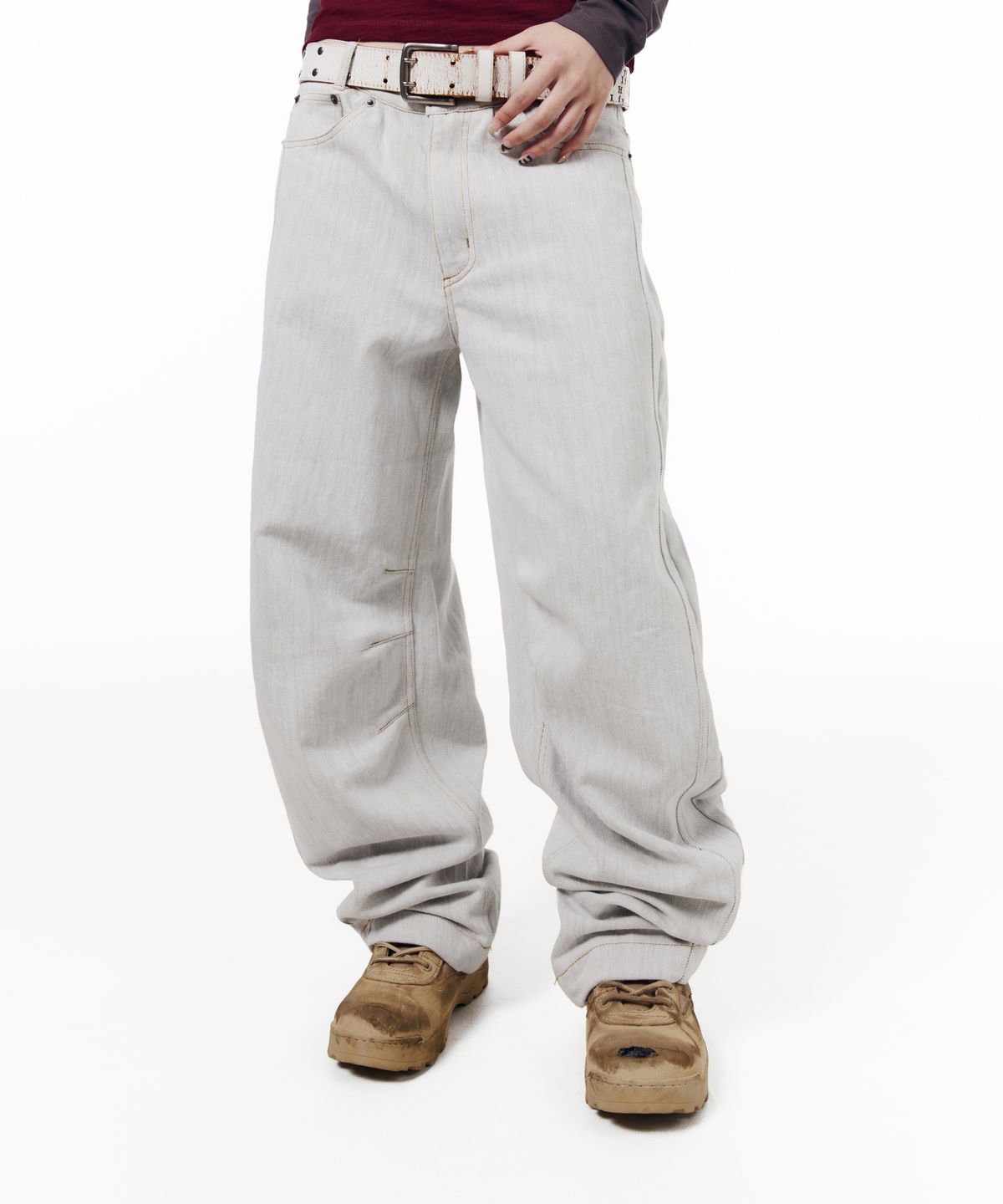 아캄(AAKAM) KPT Semi Wide Denim Pants (White)