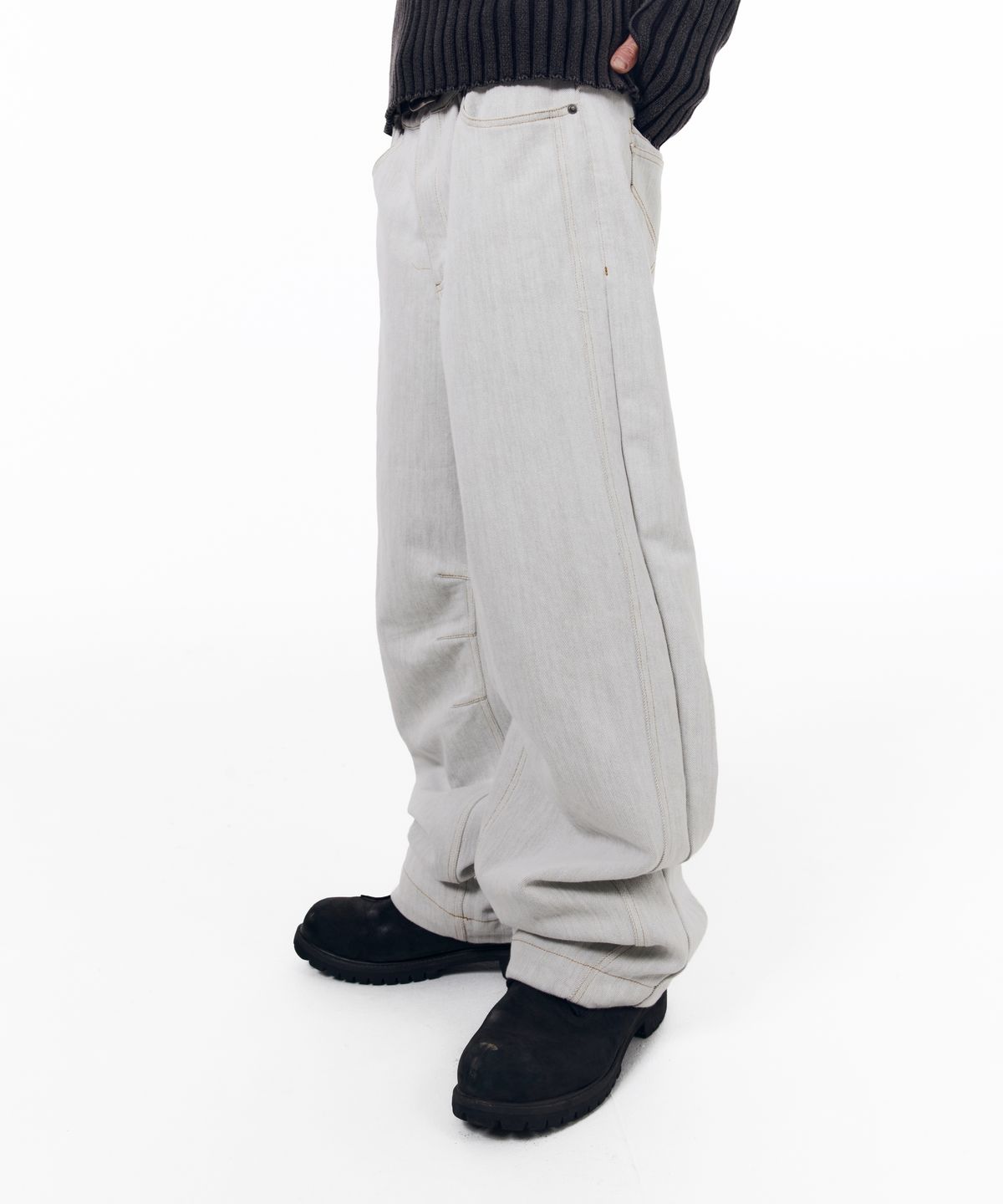 아캄(AAKAM) KPT Semi Wide Denim Pants (White)