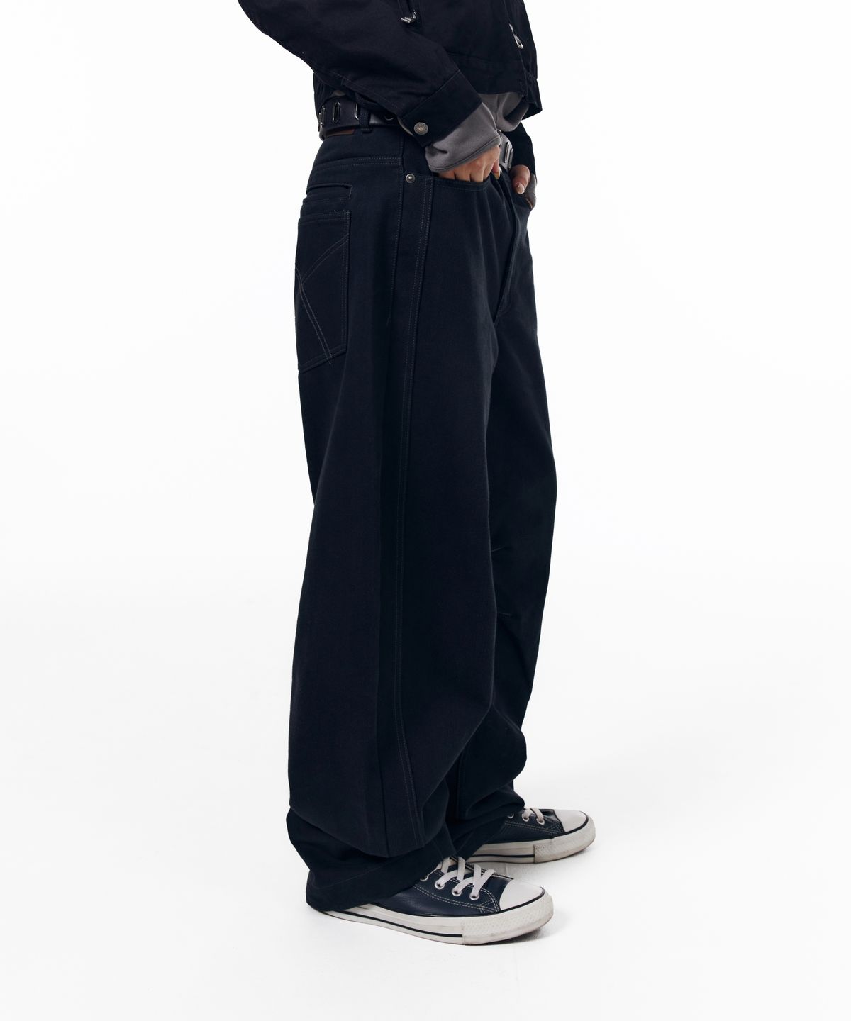 아캄(AAKAM) KPT Semi Wide Denim Pants (Black)