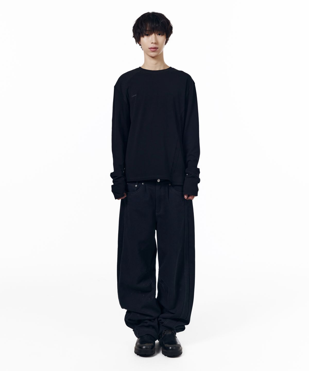 아캄(AAKAM) KPT Semi Wide Denim Pants (Black)
