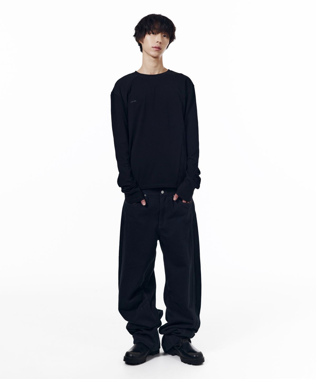 아캄(AAKAM) KPT Semi Wide Denim Pants (Black)