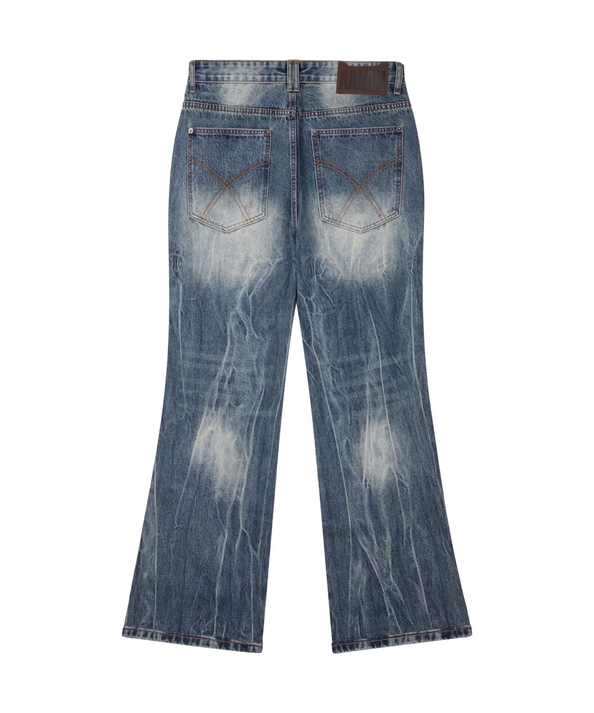 아캄(AAKAM) Destroyed Streak Flare Denim Pants (Blue)