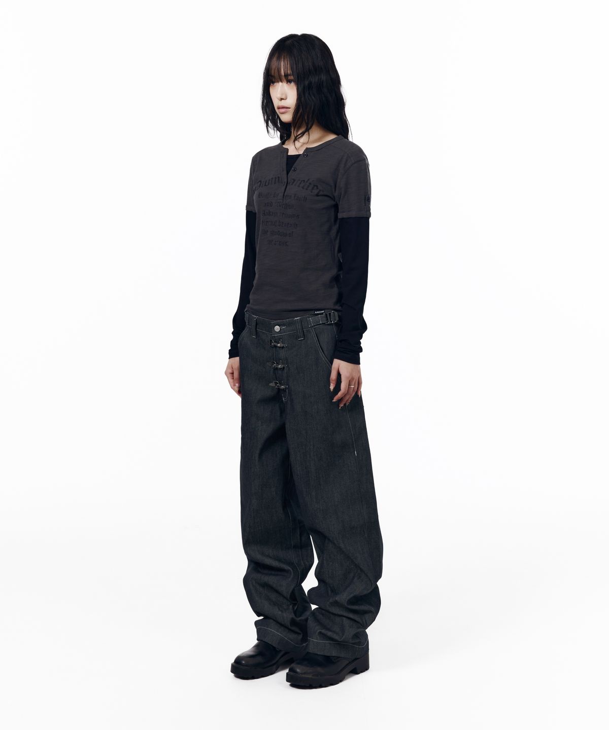 아캄(AAKAM) Fireman Hook Denim Pants (Blue)
