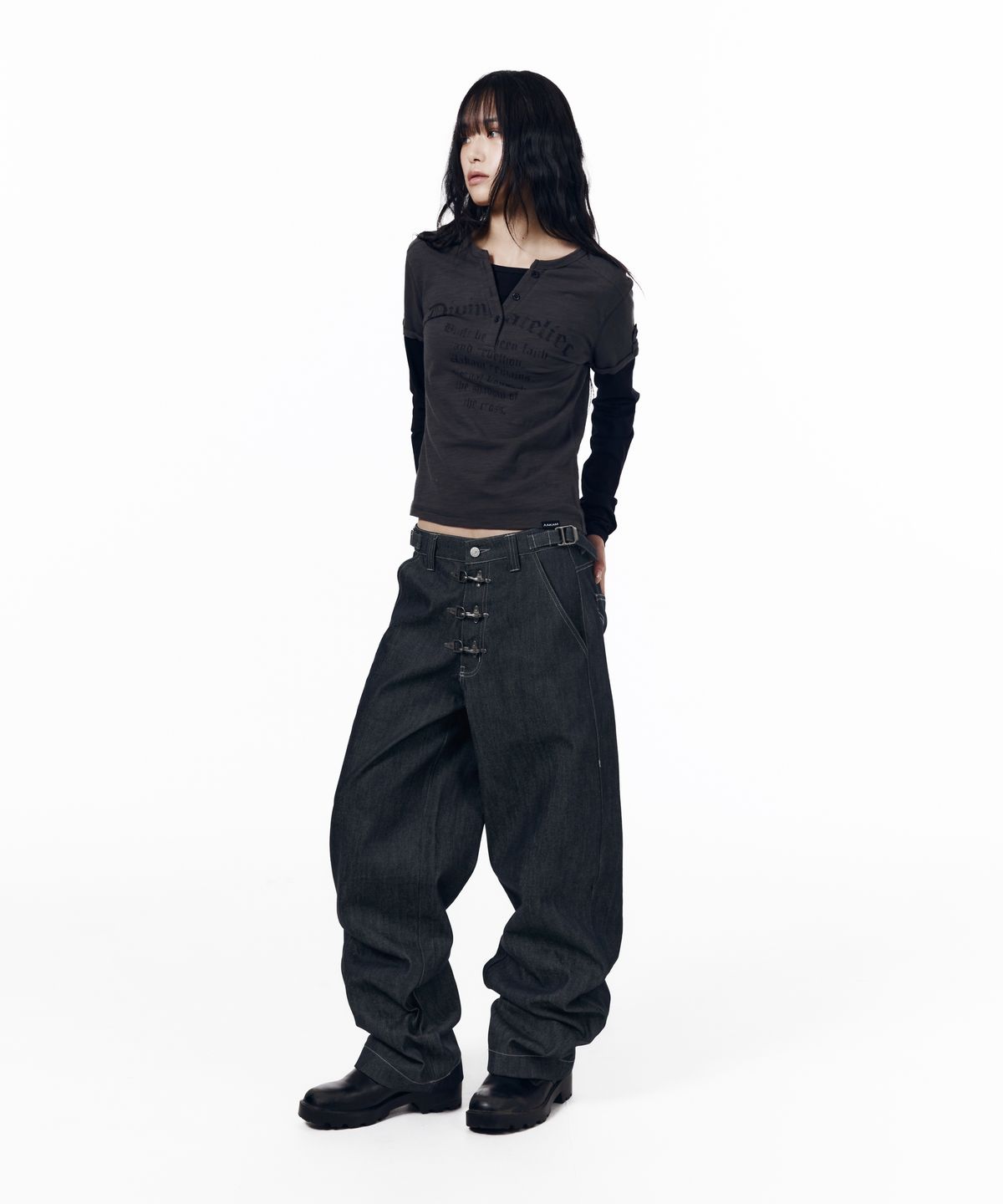 아캄(AAKAM) Fireman Hook Denim Pants (Blue)