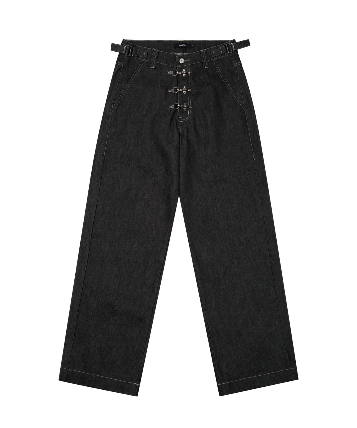 아캄(AAKAM) Fireman Hook Denim Pants (Black)