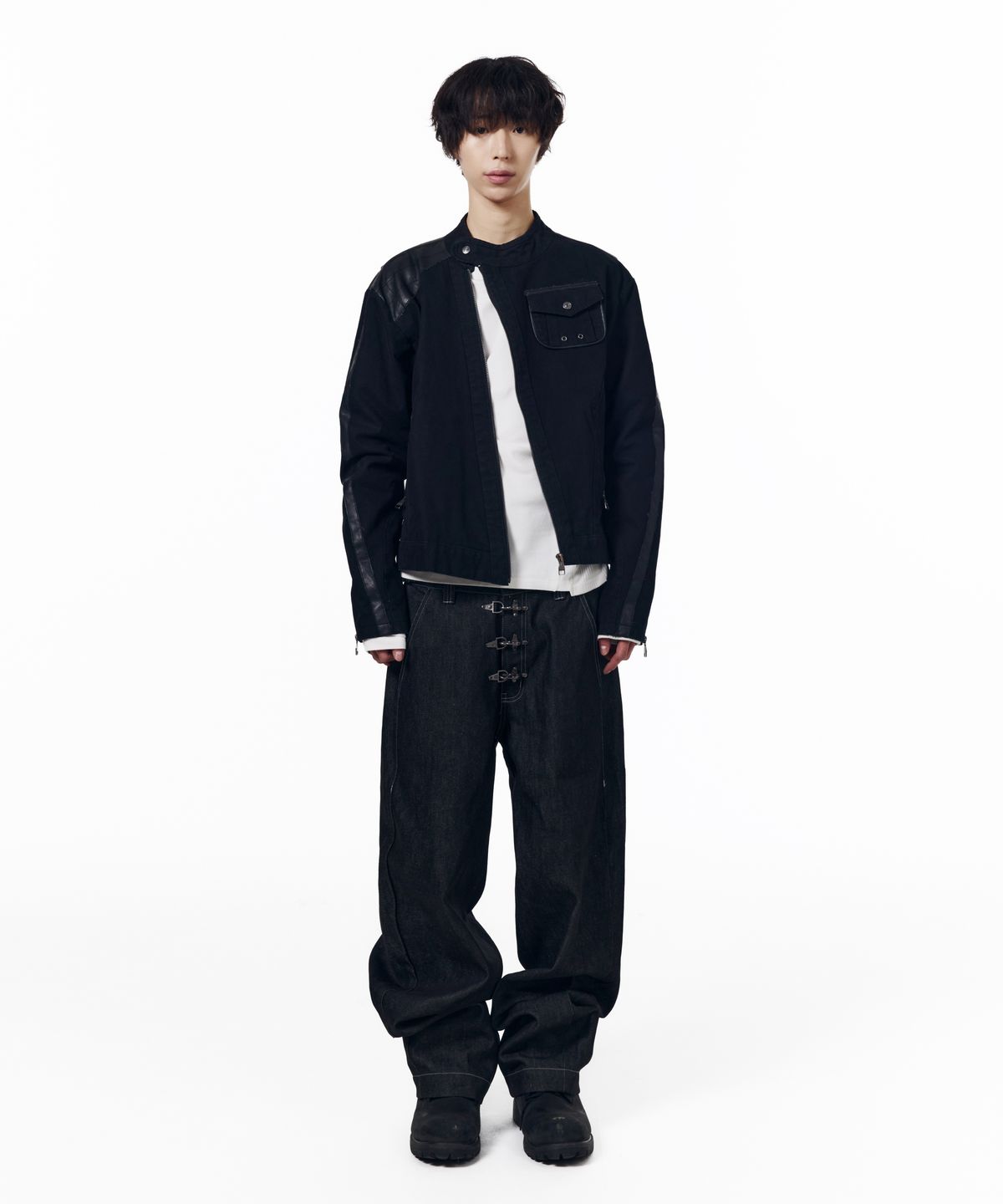 아캄(AAKAM) Fireman Hook Denim Pants (Black)