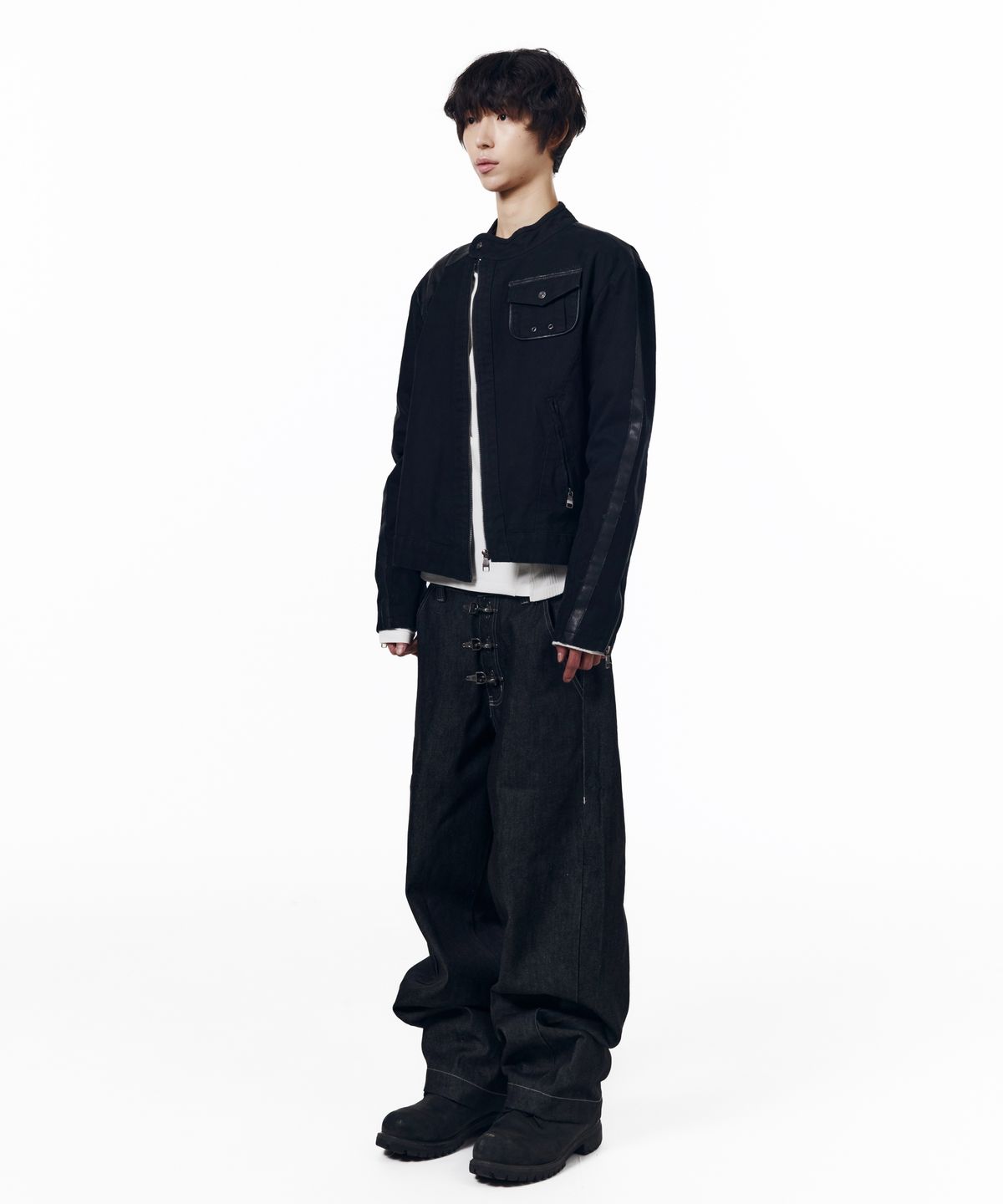 아캄(AAKAM) Fireman Hook Denim Pants (Black)