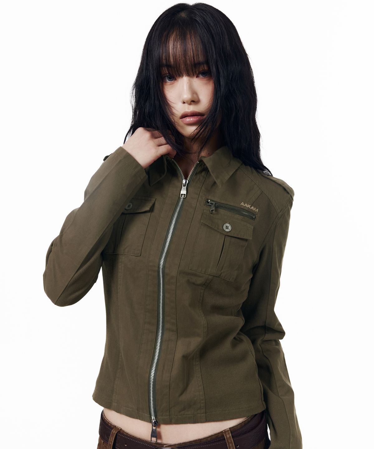 아캄(AAKAM) Utility Zip Shirts Jacket (Khaki)
