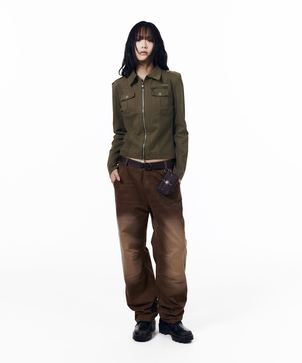 아캄(AAKAM) Utility Zip Shirts Jacket (Khaki)