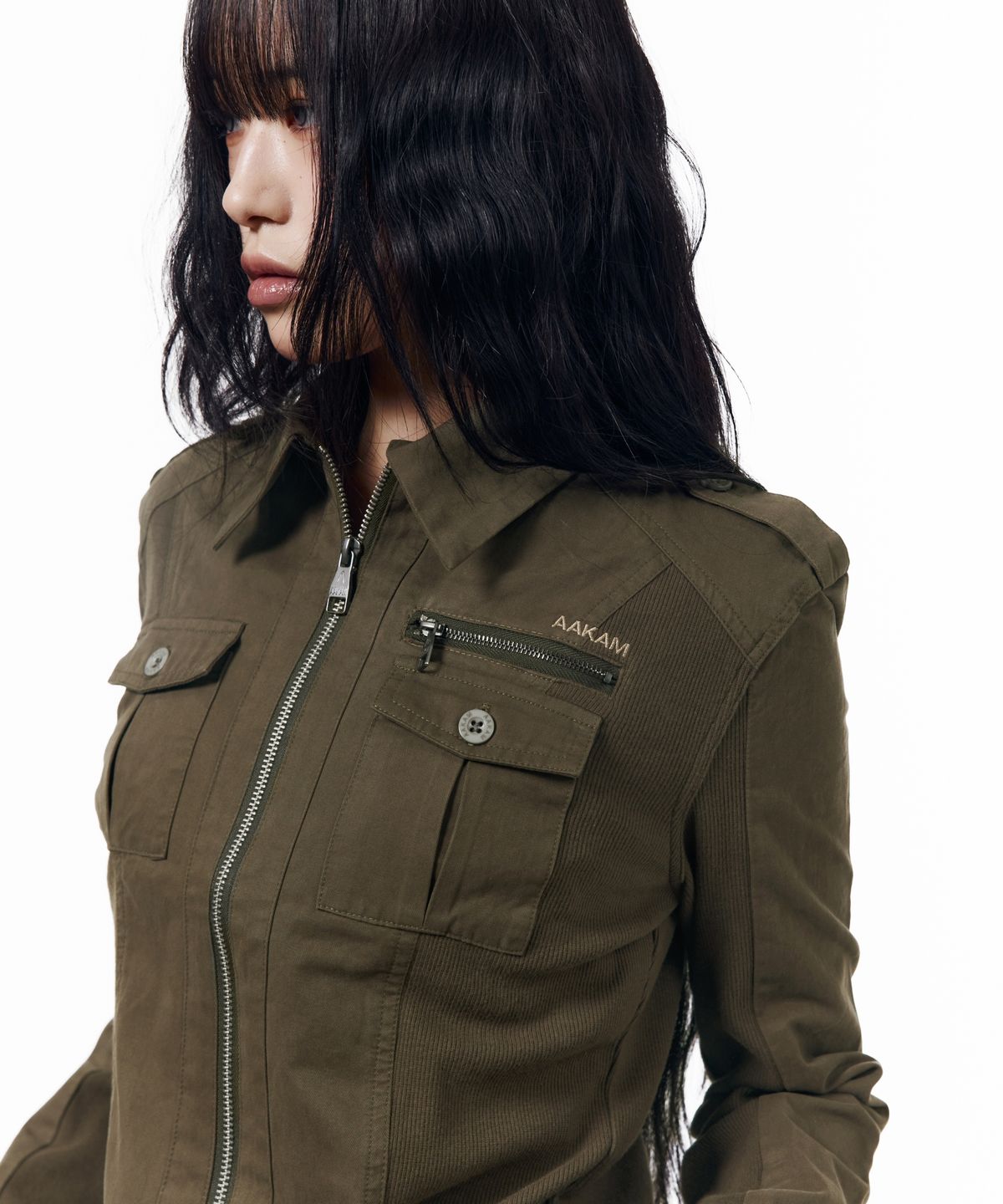 아캄(AAKAM) Utility Zip Shirts Jacket (Khaki)