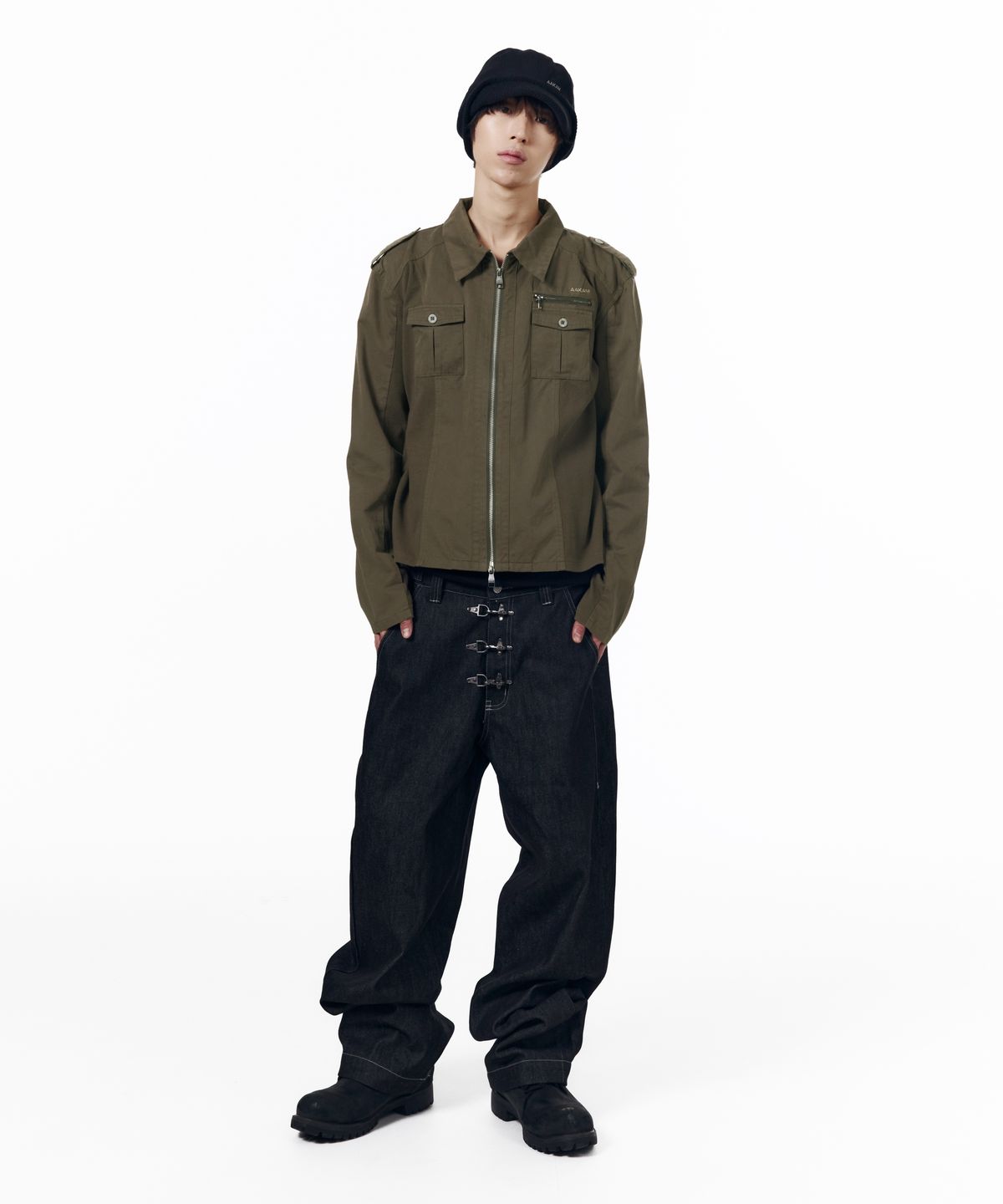 아캄(AAKAM) Utility Zip Shirts Jacket (Khaki)