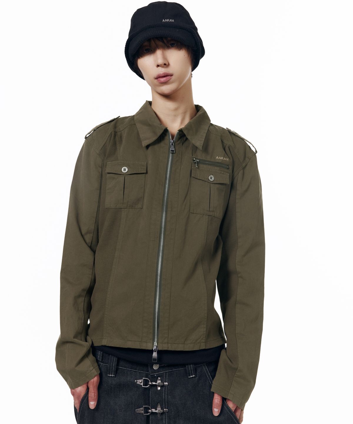 아캄(AAKAM) Utility Zip Shirts Jacket (Khaki)