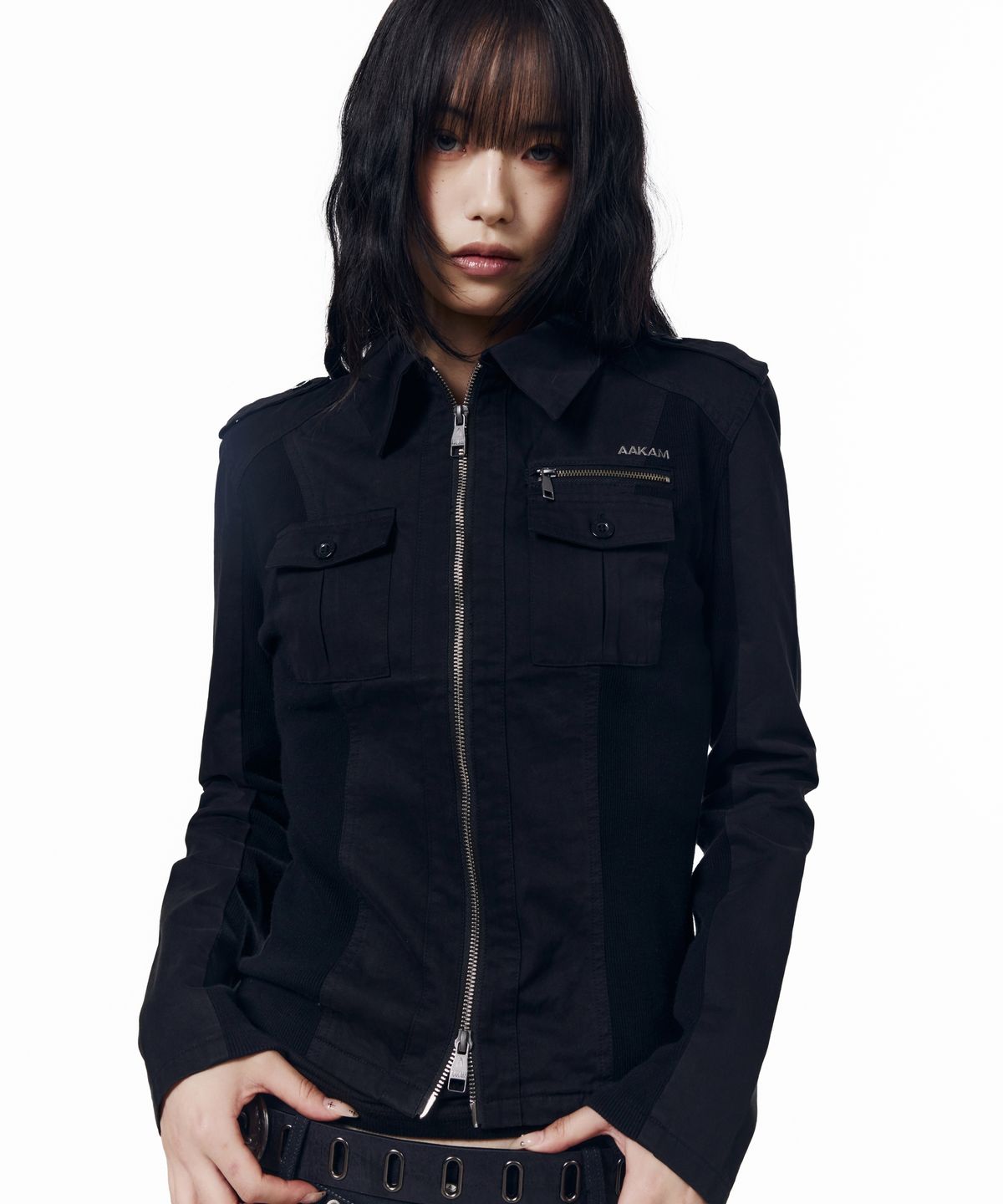 아캄(AAKAM) Utility Zip Shirts Jacket (Black)