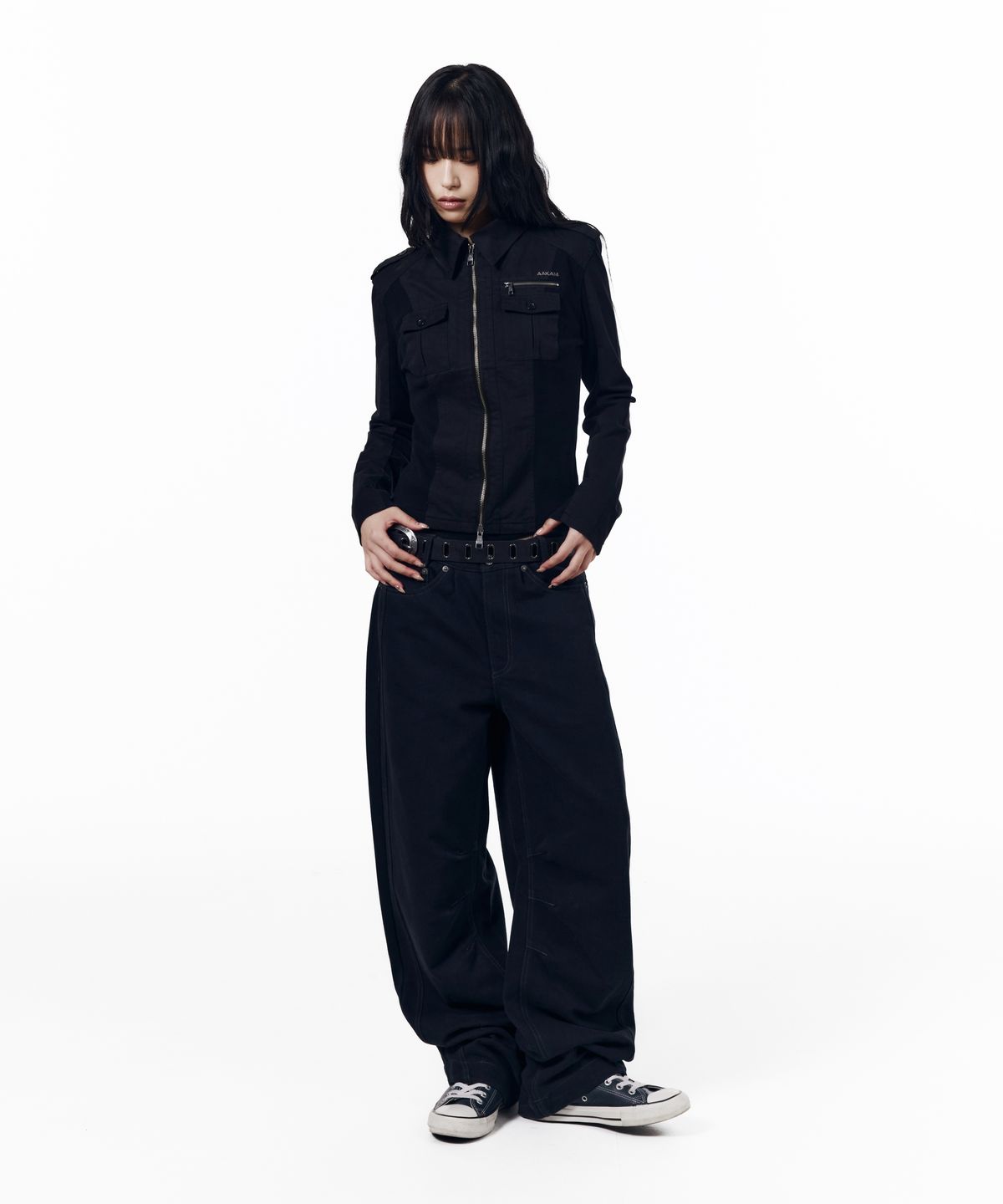 아캄(AAKAM) Utility Zip Shirts Jacket (Black)