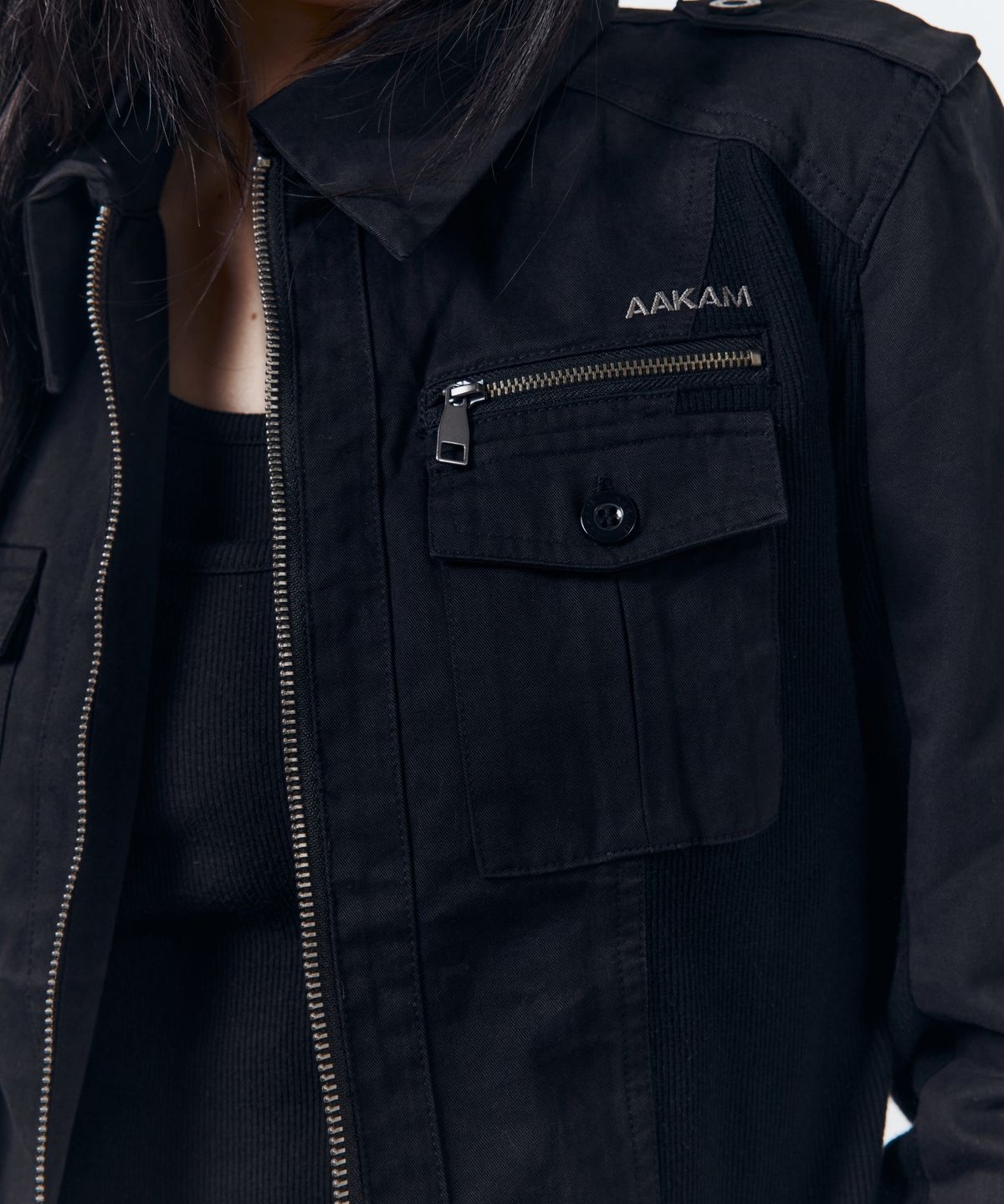 아캄(AAKAM) Utility Zip Shirts Jacket (Black)