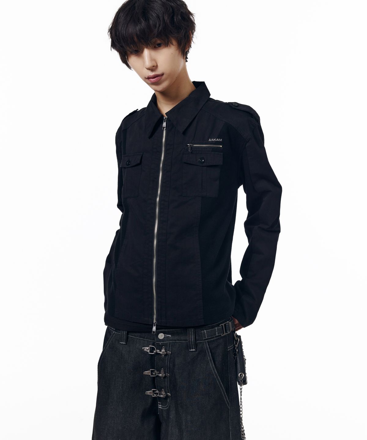 아캄(AAKAM) Utility Zip Shirts Jacket (Black)