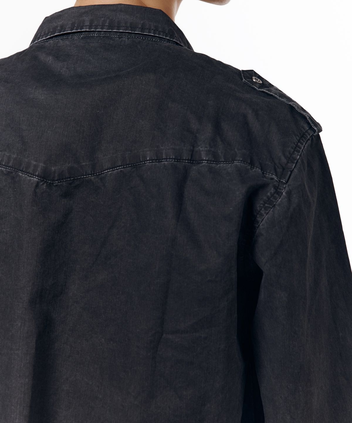 아캄(AAKAM) Vintaged Washed Pocket Long Shirts (Black)