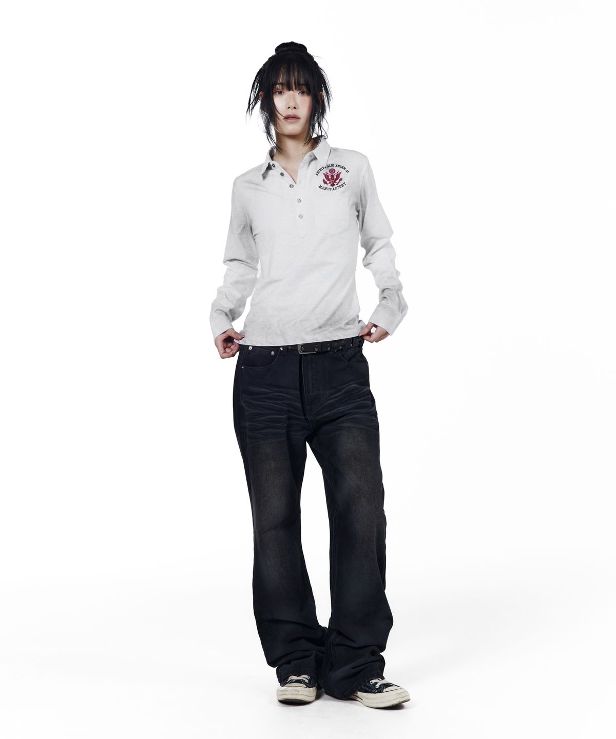 아캄(AAKAM) Dirty Washed PK Long Sleeve (Gray)